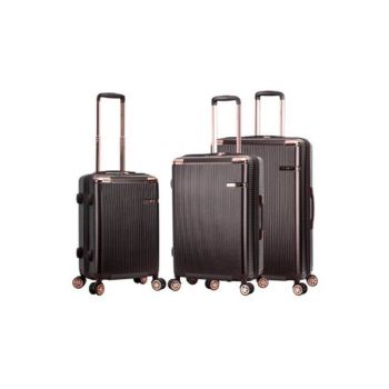 Set trolere  SW44303 - fermoar antifurt - 3 piese - policarbonat rezistent - cifru TSA - maro