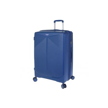 Troler de cabina extensibil  Mars - 55x40x20 cm - +20% capacitate - bagaj de mana - polipropilena - cifru TSA - 4 roti 360° - albastru
