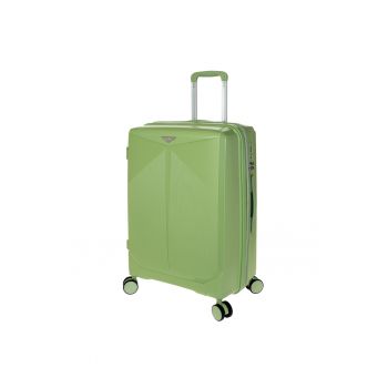 Troler de cabina extensibil  Mars - 55x40x20 cm - +20% capacitate - bagaj de mana - polipropilena - cifru TSA - 4 roti 360° - verde