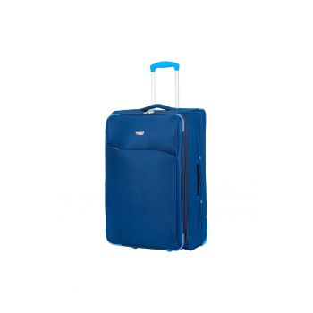Troler mediu extensibil  SW233 - 62x39.5x22.5 cm - +30% capacitate - bagaj de cala - poliester - 2 roti - bleumarin