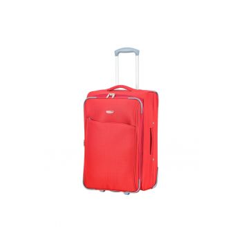 Troler mediu extensibil  SW233 - 62x39.5x22.5 cm - +30% capacitate - bagaj de cala - poliester - 2 roti - rosu