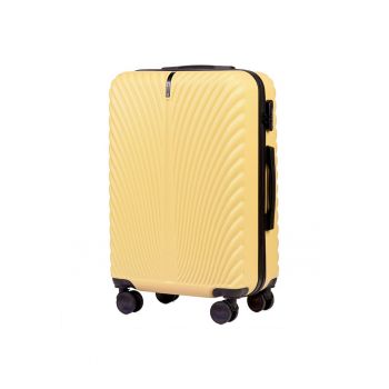 Troler mediu  Swan - ABS - 4 roti - cifru - 65.5 cm - galben deschis