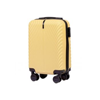 Troler mic de cabina XS  Swan - ABS - 4 roti detasabile - cifru - 51.5 cm - galben deschis