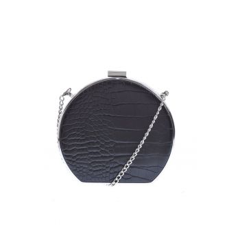 Clutch negru cu model animal print