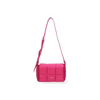 Geanta crossbody cu clapa si aspect matlasat