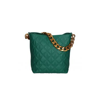Geanta crossbody de piele cu garnituri cusute