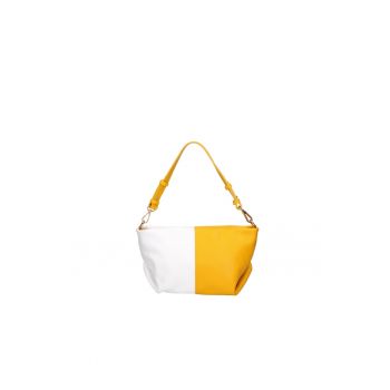 Geanta crossbody din piele cu model in doua tonuri