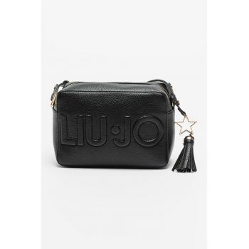 Geanta crossbody din piele ecologica cu logo in relief - Negru