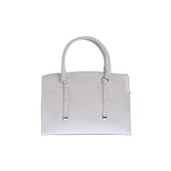 Geanta gri cu aspect piele de sarpe