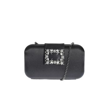 Geanta plic neagra cu pietre acrilice -  Paris