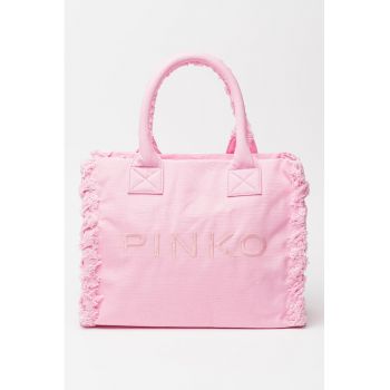 Geanta shopper cu logo si franjuri