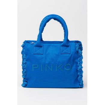 Geanta shopper cu logo si franjuri