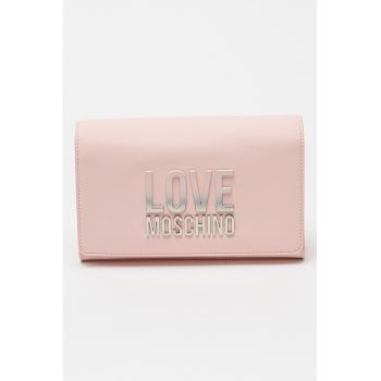 Geanta crossbody de piele ecologica cu aplicatie logo