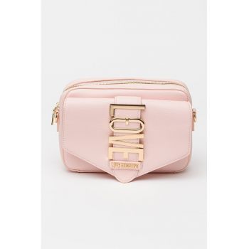 Geanta crossbody de piele ecologica cu logo metalic