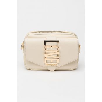Geanta crossbody de piele ecologica cu logo metalic