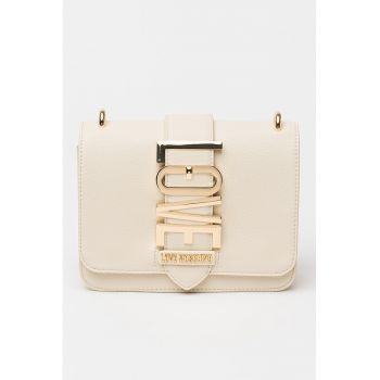 Geanta crossbody de piele ecologica cu logo metalic