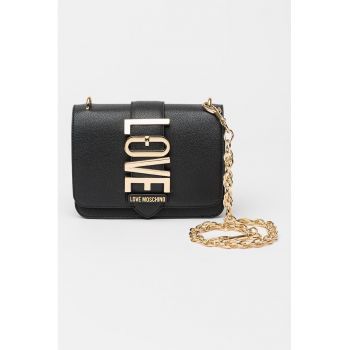 Geanta crossbody de piele ecologica cu logo metalic