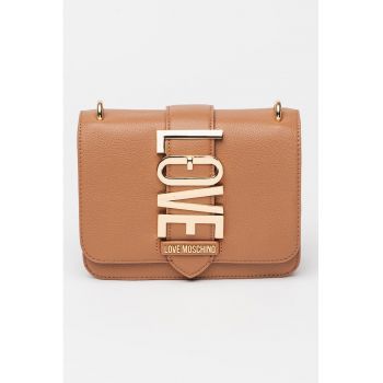 Geanta crossbody de piele ecologica cu logo metalic