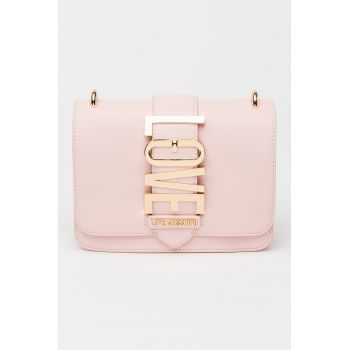 Geanta crossbody de piele ecologica cu logo metalic