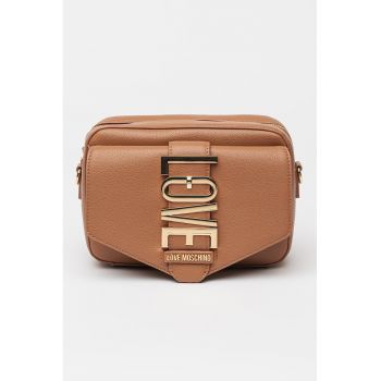 Geanta crossbody de piele ecologica cu logo metalic
