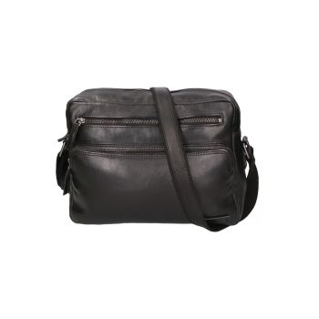 Geanta crossbody unisex de piele cu buzunare multiple