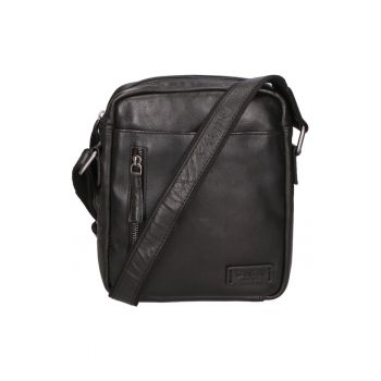 Geanta crossbody unisex de piele cu buzunare multiple