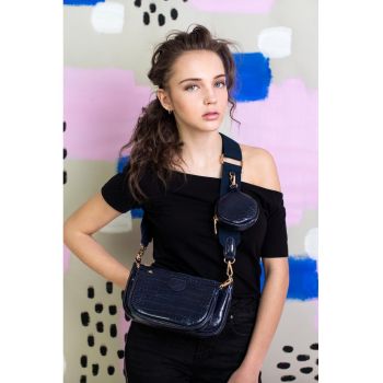 Geanta dama  Luisa 3 in 1 - negru - dimensiune unica - cu doua torebki si doua curele