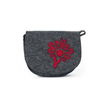 Geanta dama  Mini Folk - gri - dimensiune unica - inchidere magnetica - motiv goralski