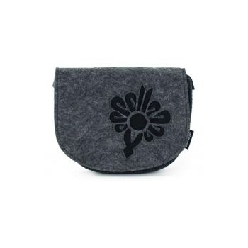 Geanta dama  Mini Folk - neagra - dimensiune unica - inchidere magnetica - cu motiv goralski.