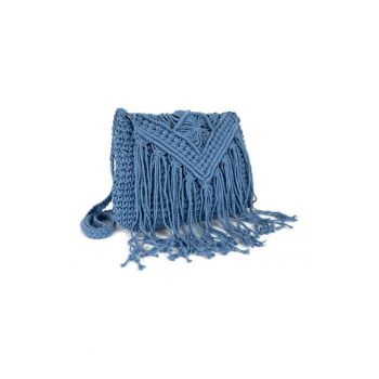 Geanta dama  model Arona - stil macrame - albastra - One Size