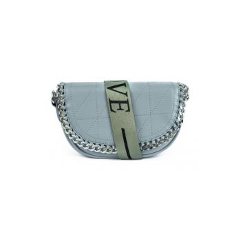 Geanta dama  model Chained - culoare albastru deschis - dimensiune One Size - cu lant decorativ - interior cu fermoar.