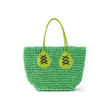 Geanta dama  model tr15127-1 - verde - dimensiune unica - din iarba de mare - cu inchidere pe fermoar.