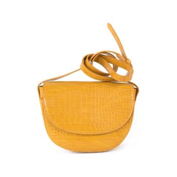 Geanta de dama  model cu motiv de piele de sarpe - culoare maro - dimensiune One Size - inchidere cu capse magnetice