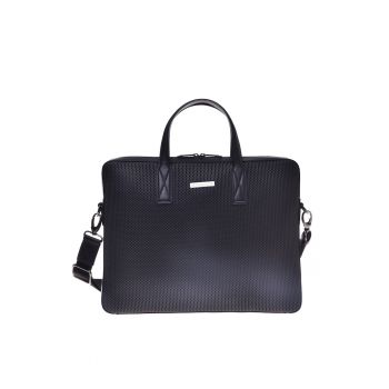 Geanta messegenger de piele cu aspect perforat