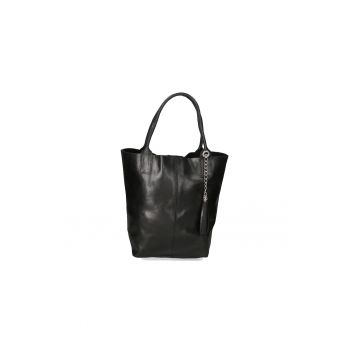 Geanta shopper din piele cu accesoriu cu franjuri