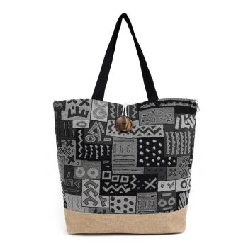 Geanta shopper  neagra - dimensiune unica - cu inchidere cu fermoar si buzunar interior.
