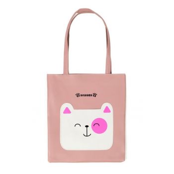 Geanta shopper  roz - dimensiune unica - cu decorare originala si o capacitate mare.