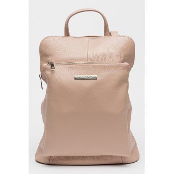 Rucsac de piele cu buzunar cu fermoar