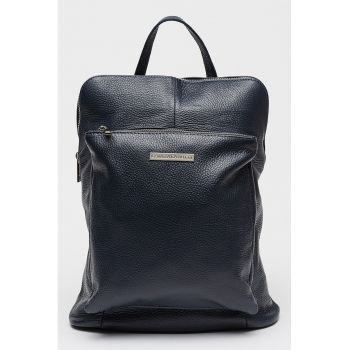 Rucsac de piele cu buzunar cu fermoar