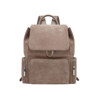 Rucsac de piele intoarsa cu buzunare cu fermoar