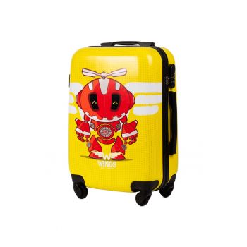 Troler Copii S  Robot KD01 - Policarbonat - 4 Roti - 54 cm - Galben