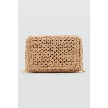 Geanta crossbody din paie de hartie si bareta din lant