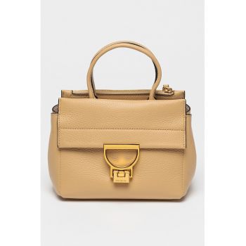 Geanta crossbody din piele cu maner dublu rotund fixat