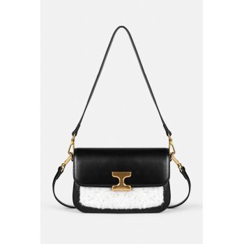 Geanta crossbody din piele ecologica cu garnitura din lana