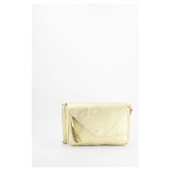 Geanta crossbody metalizata din piele