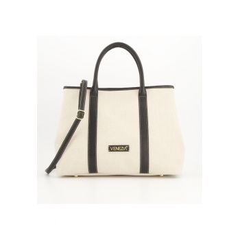 Geanta dama  Shopper - bej - material sintetic - 28x37x14cm - curea detasabila 114cm