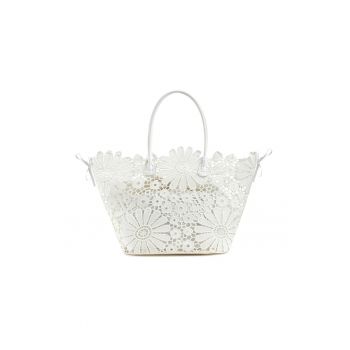 Geanta shopper cu perforatii si model floral