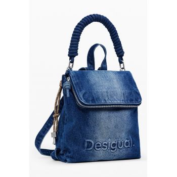 Rucsac din denim cu logo in relief