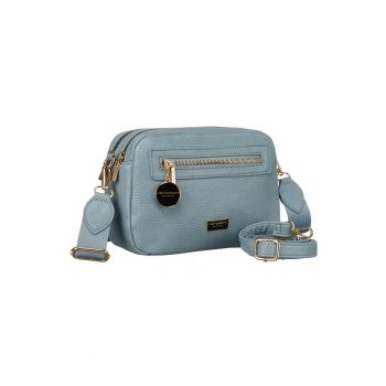 Geanta crossbody dama  ecologica - albastra - 16x24x11cm - cu doua curele