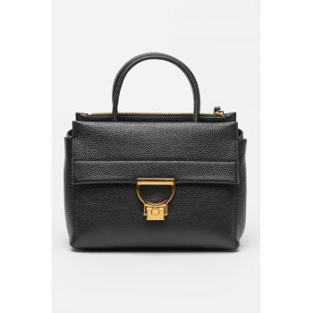Geanta crossbody de piele cu aspect granulat Arlettis Signature - Negru